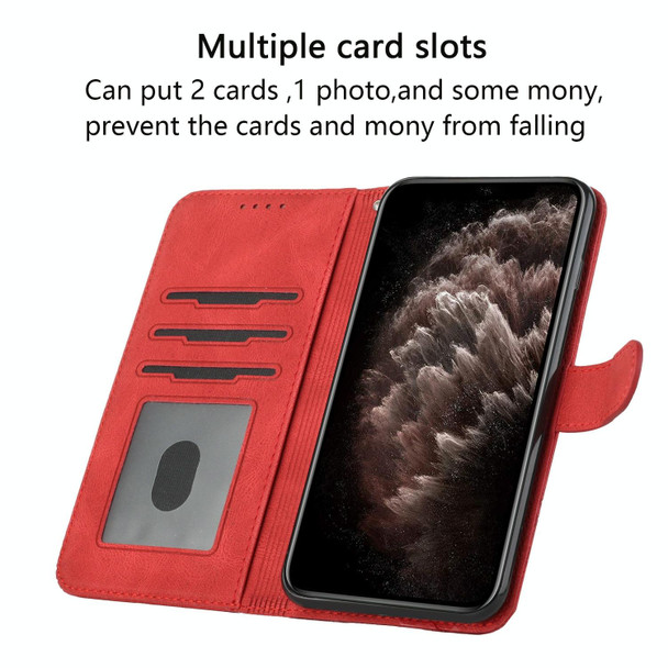 Cubic Skin Feel Flip Leatherette Phone Case - OnePlus 9(Red)