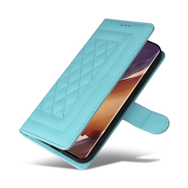 For Samsung Galaxy Note20 Ultra Diamond Lattice Leather Flip Phone Case(Mint Green)