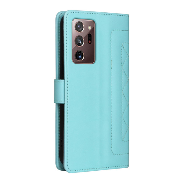 For Samsung Galaxy Note20 Ultra Diamond Lattice Leather Flip Phone Case(Mint Green)