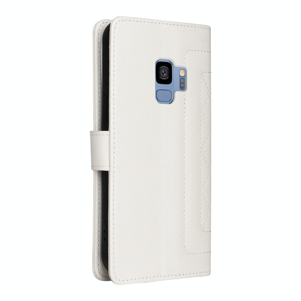 For Samsung Galaxy S9 Diamond Lattice Leather Flip Phone Case(White)