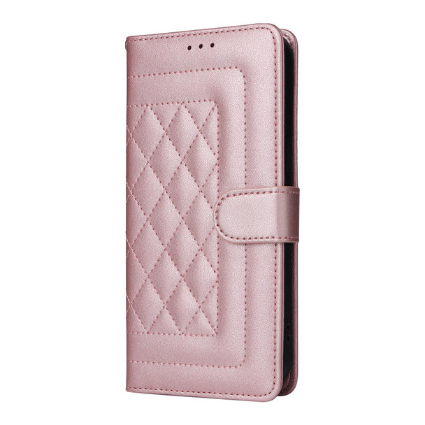 For Samsung Galaxy S24+ 5G Diamond Lattice Leather Flip Phone Case(Rose Gold)