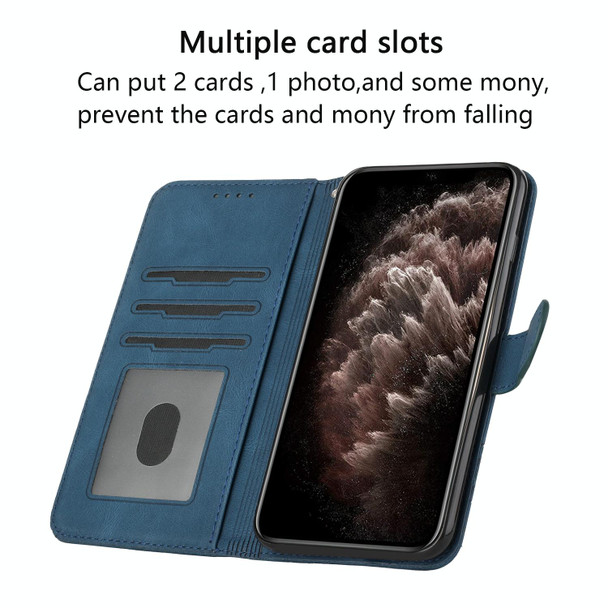Cubic Skin Feel Flip Leatherette Phone Case - OnePlus 9(Blue)