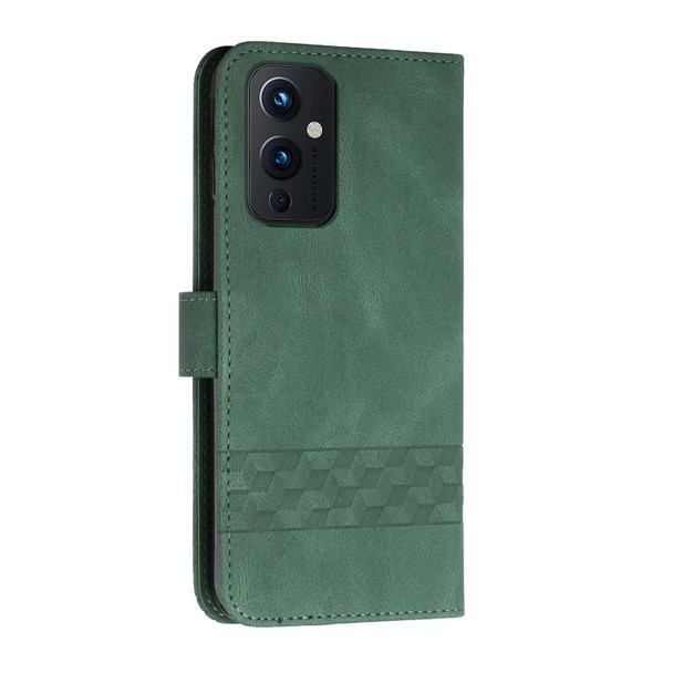 Cubic Skin Feel Flip Leatherette Phone Case - OnePlus 9(Green)