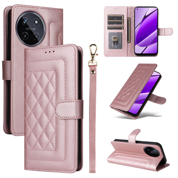 For Realme 11 5G Diamond Lattice Leather Flip Phone Case(Rose Gold)