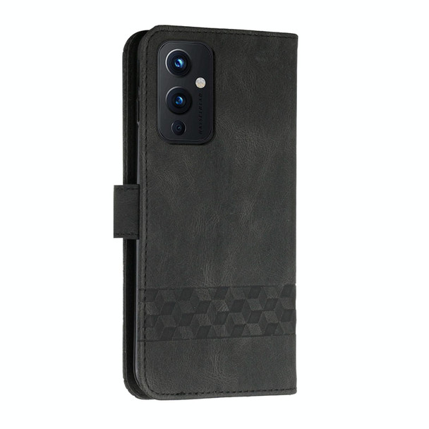 Cubic Skin Feel Flip Leatherette Phone Case - OnePlus 9(Black)