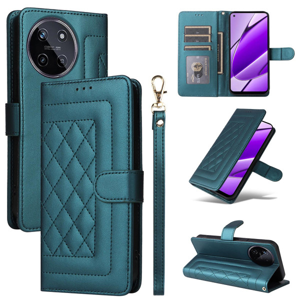 For Realme 11 4G Diamond Lattice Leather Flip Phone Case(Green)