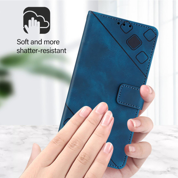 For OnePlus Nord CE4 Skin-feel Embossed Leather Phone Case(Blue)