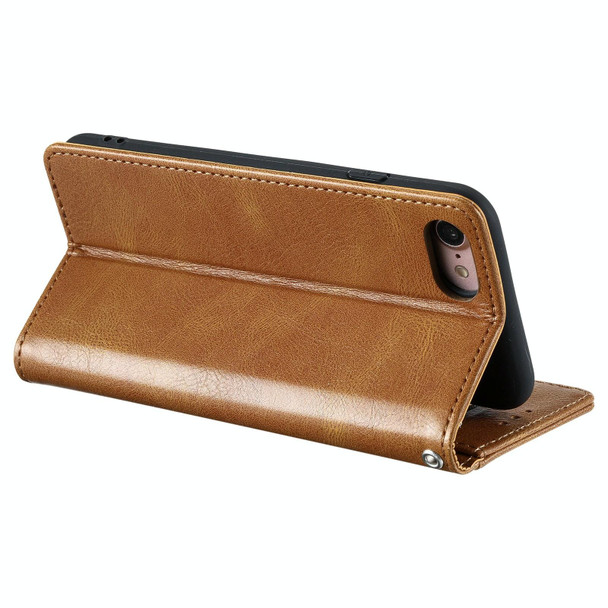 For iPhone 7 / 8 / SE 2022 Simple 6-Card Wallet Leather Phone Case(Brown)