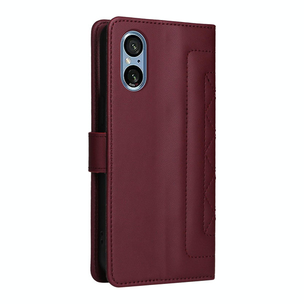 For Sony Xperia 5 V Diamond Lattice Leather Flip Phone Case(Wine Red)