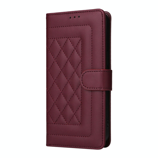 For Sony Xperia 1 II Diamond Lattice Leather Flip Phone Case(Wine Red)