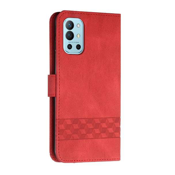 Cubic Skin Feel Flip Leatherette Phone Case - OnePlus 9R(Red)