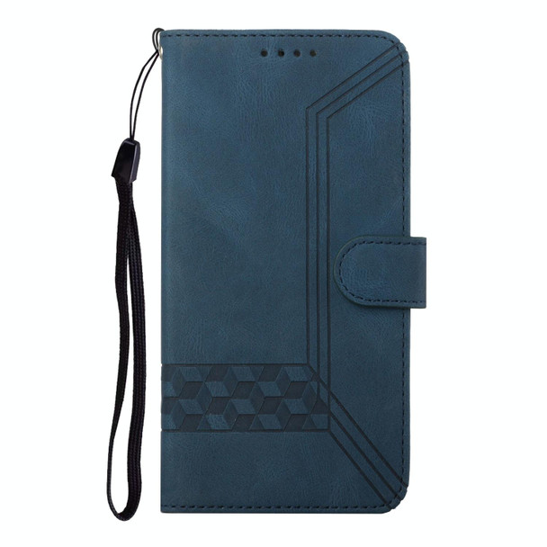 Cubic Skin Feel Flip Leatherette Phone Case - OnePlus 9R(Blue)