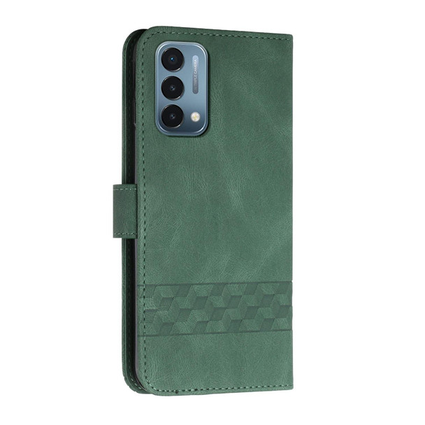 Cubic Skin Feel Flip Leatherette Phone Case - OnePlus Nord N200 5G(Green)