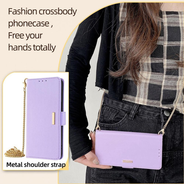 For Samsung Galaxy S24+ 5G Crossbody Chain Leather Phone Case(Purple)