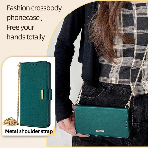 For Samsung Galaxy S22 5G Crossbody Chain Leather Phone Case(Green)