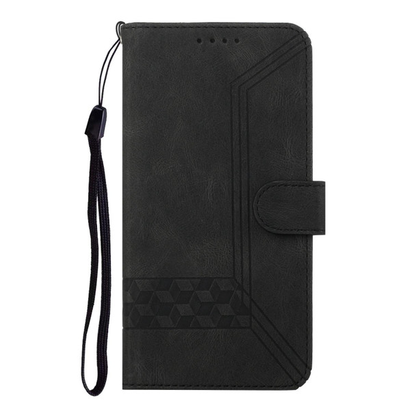 Cubic Skin Feel Flip Leatherette Phone Case - OnePlus Nord N200 5G(Black)