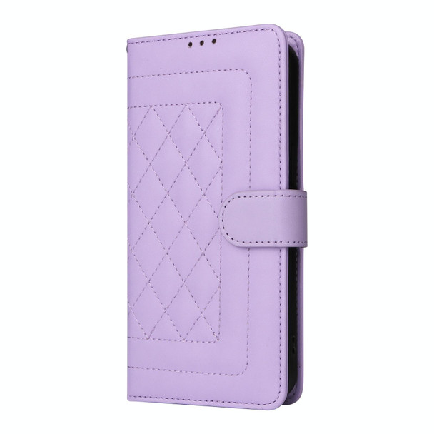 For OPPO A15 / A15s Diamond Lattice Leather Flip Phone Case(Light Purple)