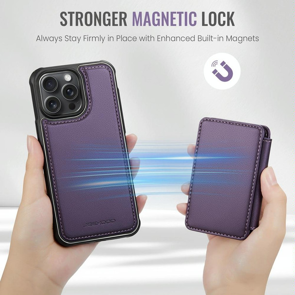 For iPhone 11 Pro JEEHOOD J05 Business Magnetic Style RFID Leather Phone Case(Purple)