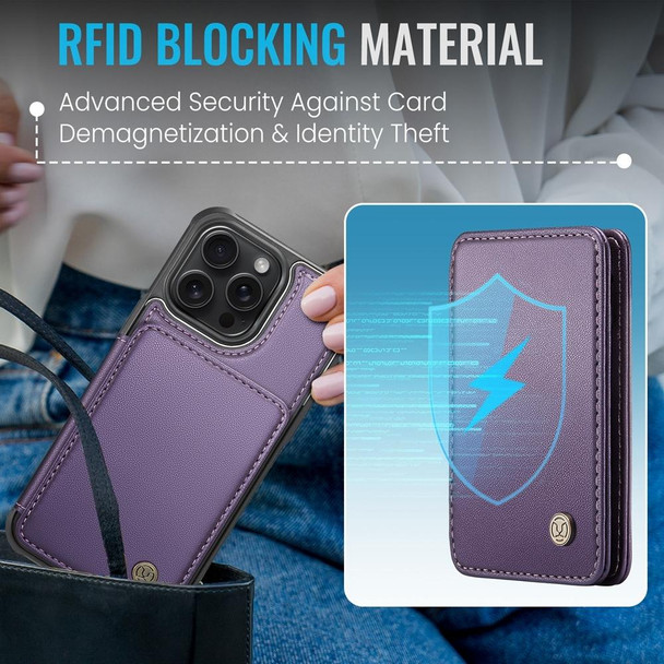 For iPhone 12 / 12 Pro JEEHOOD J05 Business Magnetic Style RFID Leather Phone Case(Purple)