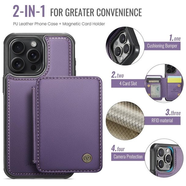 For iPhone 12 / 12 Pro JEEHOOD J05 Business Magnetic Style RFID Leather Phone Case(Purple)