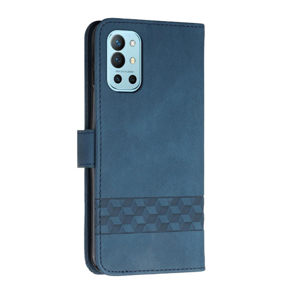 Cubic Skin Feel Flip Leatherette Phone Case - OnePlus 9R Pro(Blue)