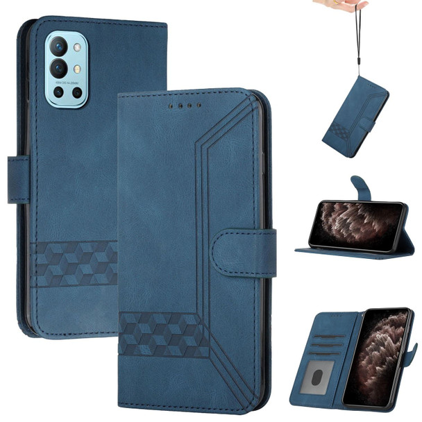 Cubic Skin Feel Flip Leatherette Phone Case - OnePlus 9R Pro(Blue)