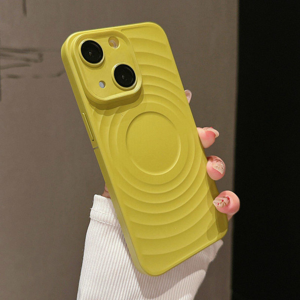 For iPhone 14 Wave Texture PC Shockproof Phone Case(Avocado Green)