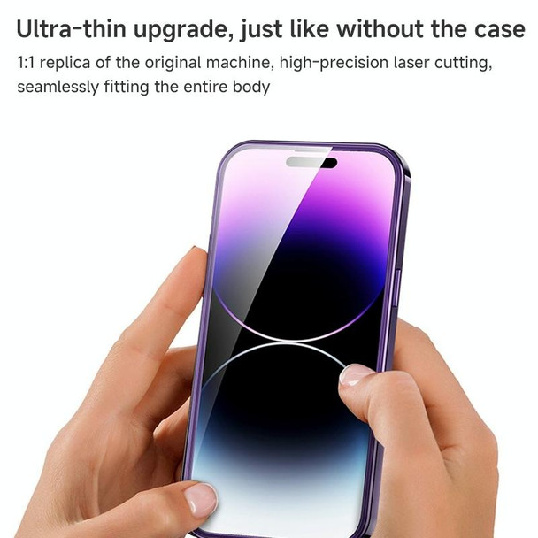 For iPhone 14 Magnetic HD Tempered Glass Phone Case(Purple)