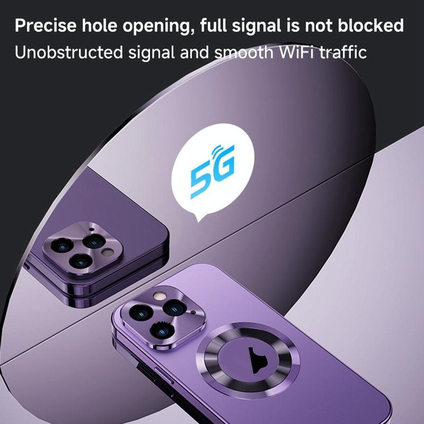 For iPhone 14 Magnetic HD Tempered Glass Phone Case(Purple)