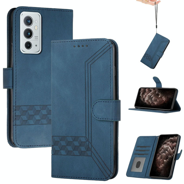 Cubic Skin Feel Flip Leatherette Phone Case - OnePlus 9RT 5G(Blue)