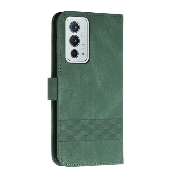 Cubic Skin Feel Flip Leatherette Phone Case - OnePlus 9RT 5G(Green)
