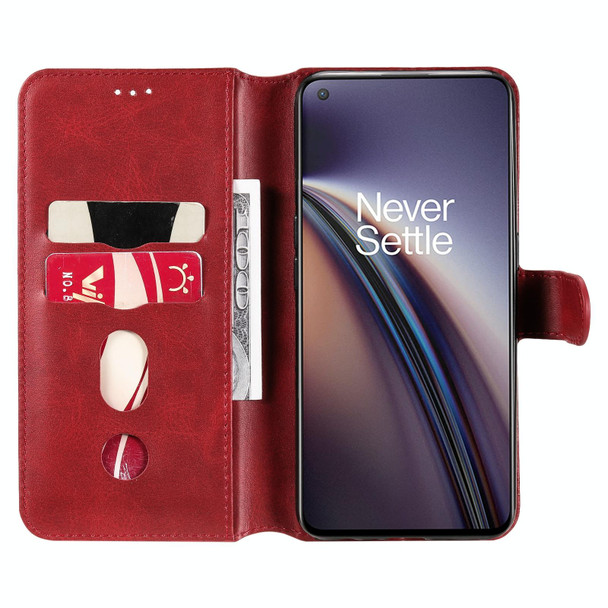 Classic Calf Texture PU + TPU Horizontal Flip Leatherette Case with Holder & Card Slots & Wallet - OnePlus Nord CE 5G(Red)