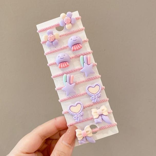 10pcs /Set Children Lovely Hair Bands Ring Baby Small Unbreakable Hair Headband, Style: Purple Color