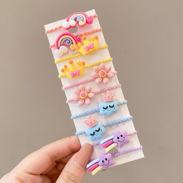 10pcs /Set Children Lovely Hair Bands Ring Baby Small Unbreakable Hair Headband, Style: Rainbow Crown