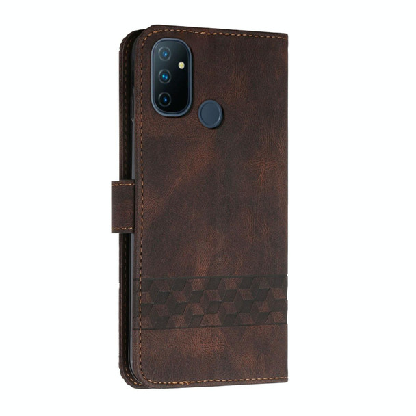Cubic Skin Feel Flip Leatherette Phone Case - OnePlus Nord N10 5G(Brown)
