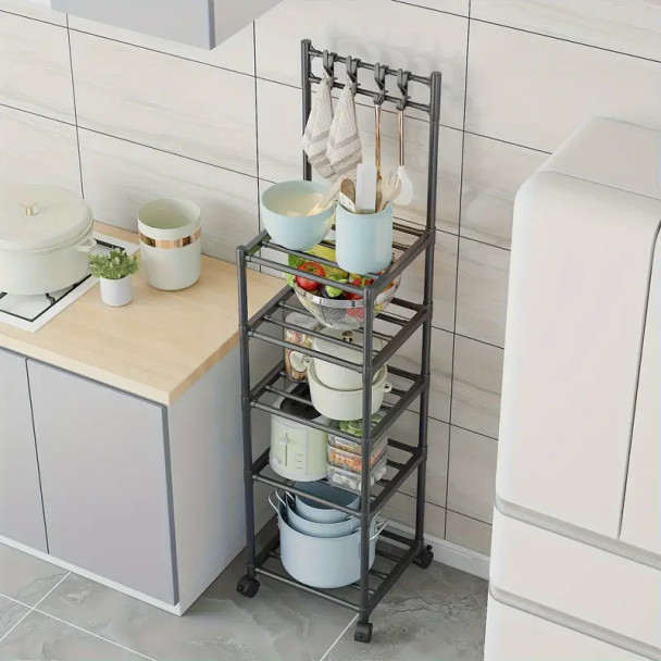 Multi-layer Storage Rack With Hooks