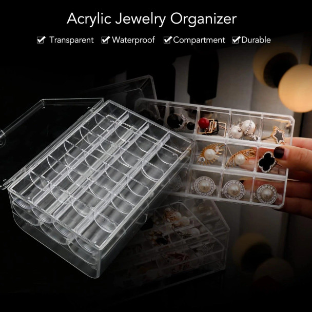 Crystal Acrylic 3 Layer  Jewelry Organizer