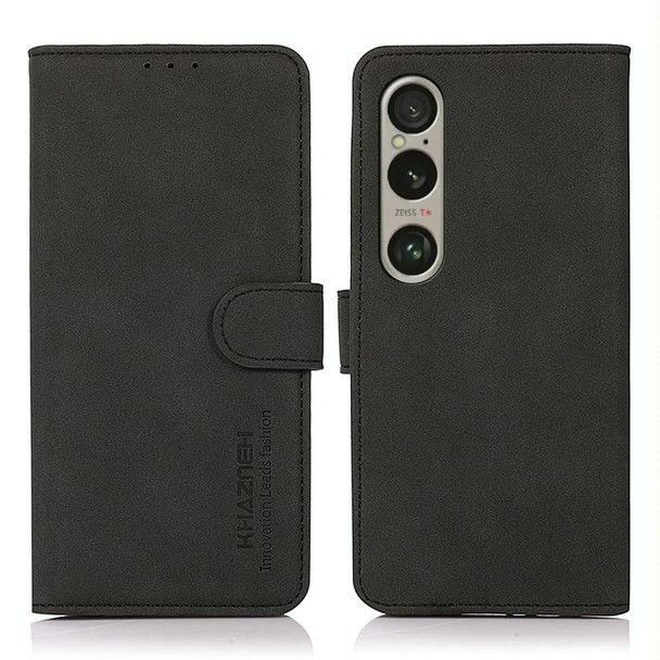 For Sony Xperia 1 IV KHAZNEH Matte Texture Leather Phone Case(Black)