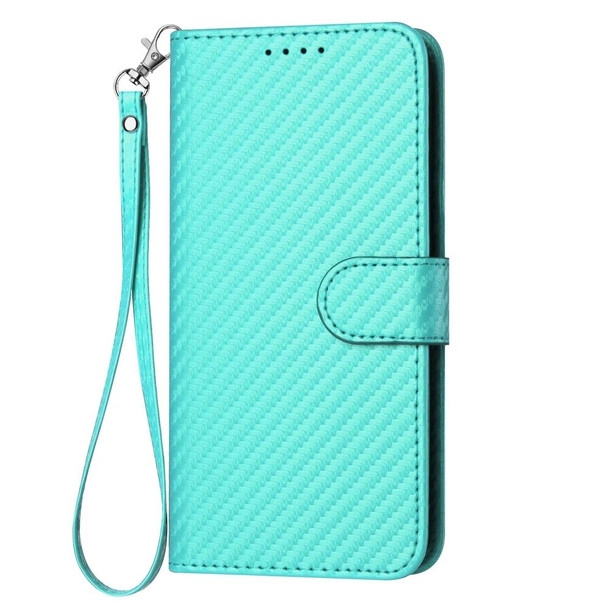 For Infinix Smart 7 YX0070 Carbon Fiber Buckle Leather Phone Case with Lanyard(Light Blue)