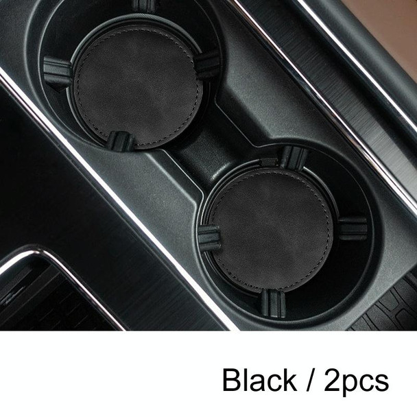2pcs/ Set Car Suede Anti-Slip Water Coaster Car Interior Decoration(Black)
