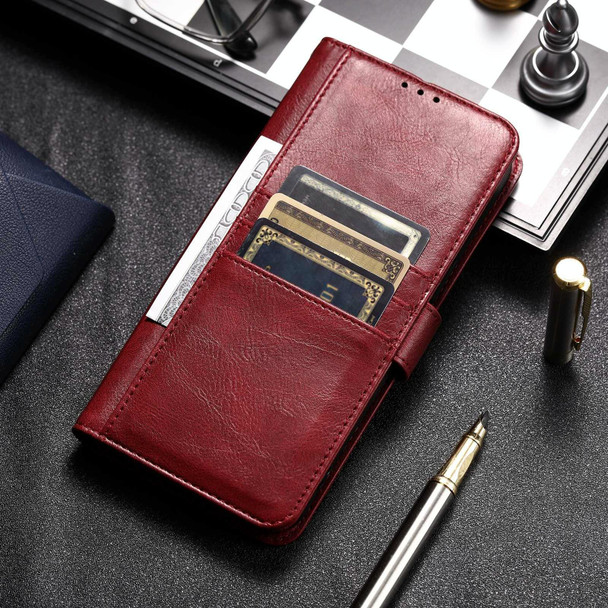 For iPhone 13 mini Simple 6-Card Wallet Leather Phone Case(Wine Red)