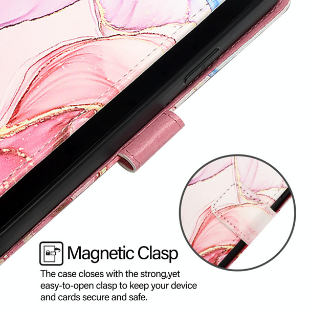 For Samsung Galaxy M15 / F15 5G Global PT003 Marble Pattern Flip Leather Phone Case(Rose Gold)