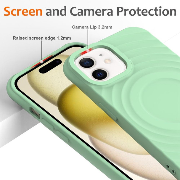 For iPhone 12 mini Wave Texture MagSafe Magnetic Liquid Silicone Phone Case(Green)