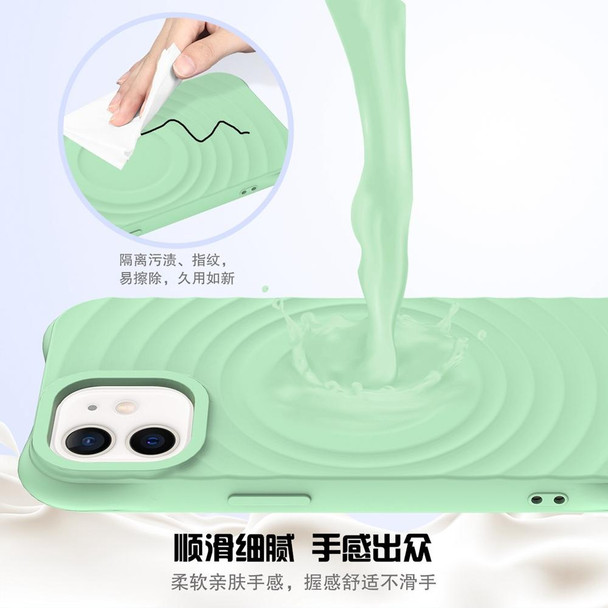 For iPhone 12 mini Wave Texture MagSafe Magnetic Liquid Silicone Phone Case(Green)