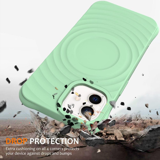 For iPhone 12 mini Wave Texture MagSafe Magnetic Liquid Silicone Phone Case(Green)