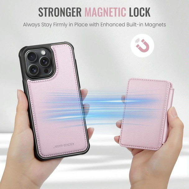 For iPhone 13 Pro Max JEEHOOD J05 Business Magnetic Style RFID Leather Phone Case(Pink)