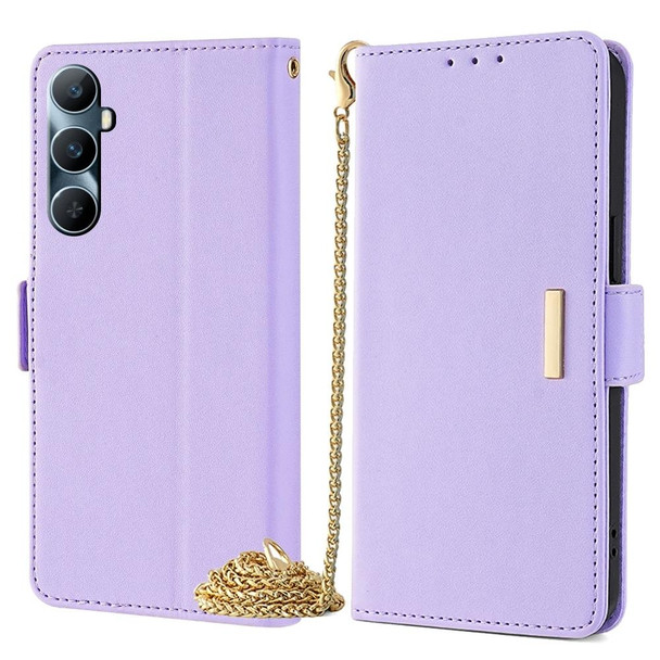 For Realme C65 4G Crossbody Chain Leather Phone Case(Purple)