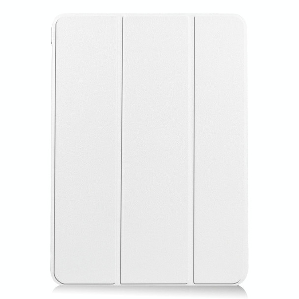 For iPad Air 11 2024 Custer Pure Color 3-Fold Holder Smart Leather Tablet Case(White)