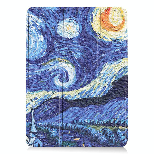 For iPad Air 11 2024 Custer Painted 3-Fold Holder Smart Leather Tablet Case(Starry Sky)