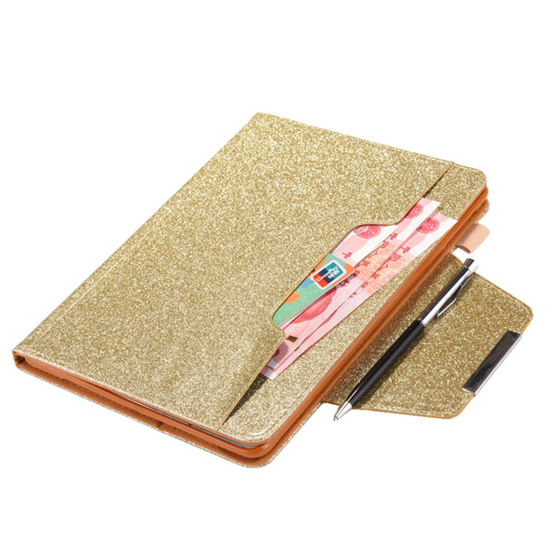 For iPad Pro 11 2024 Glitter Metal Buckle Leather Smart Tablet Case(Gold)